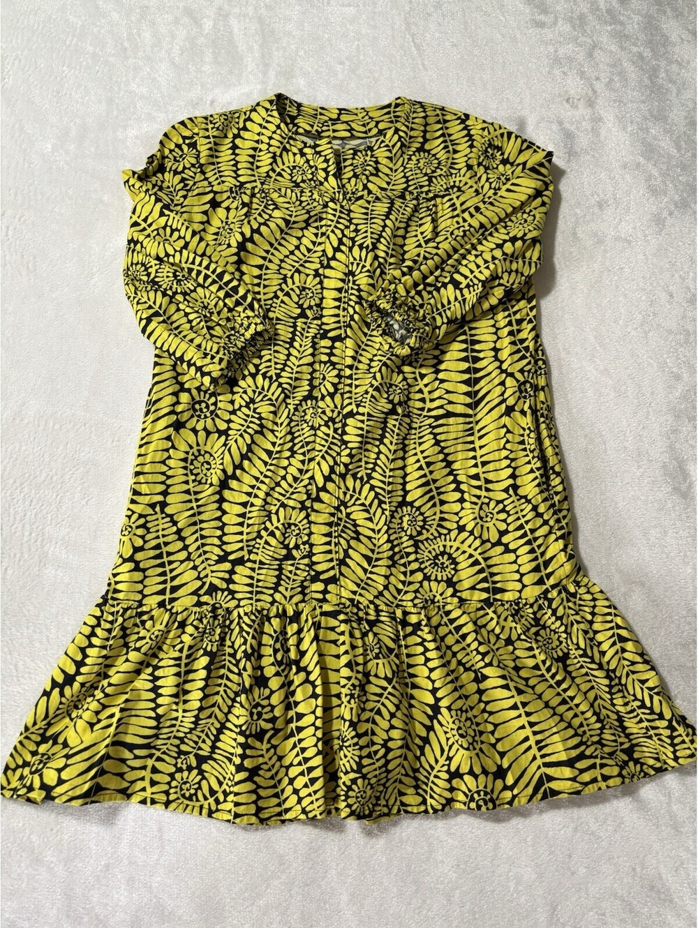 Women’s Yellow And Black Dress Casual Fun Print Size Small/Medium